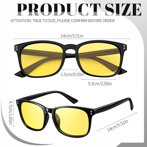 Image of Polarized Sunglasses for Women Men Night Vision Glasses Anti Glare | Yellow Anti Glare UV400 Lens, Lightweight Square Frame, for Day Night Use, Driving, Fishing, Cycling, Traveling