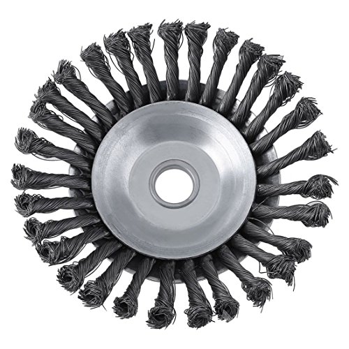 Steel Wire Wheel with Twist Knot and Brush Gasket Durable Disc 25.4 x 200 mm for Landscaping and Cutting Irrigation Silver