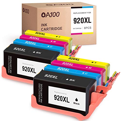 OA100 Compatible Ink Cartridges Replacement for HP 920XL 920 XL for Officejet 6500 7500A 6000 6500A 7000 (Black Cyan Magenta Yellow, 8 Pack)