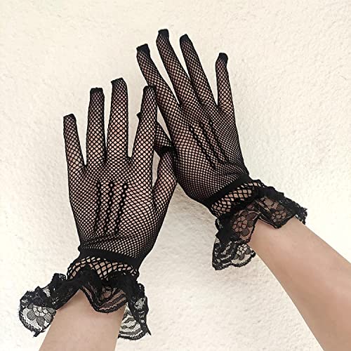 Fishnet Gloves Hollow Fishnet Gloves - Sexy Short Mesh Gloves Women Girls Nightclub Punk Lace Gloves - Fancy Dress… - Image 5