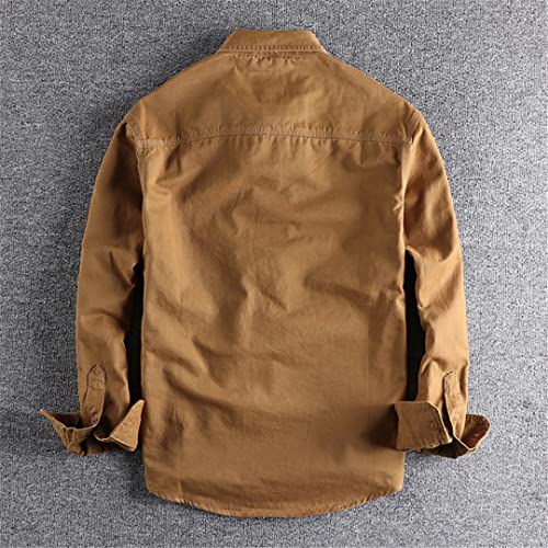 Chemise de travail homme rétro bleu uni coupe ample 3XL confortable