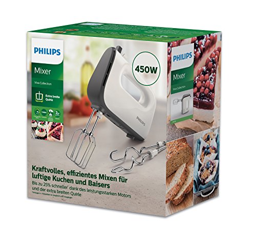 Philips Handmixer Viva Collection - 450 Watt - 5 Snelheden - Turbo stand - Eenvoudige kloppermontage - Kegelvormige klopper - Eenvoudige ontgrendeling - Met kneedaccessoire - HR3741/00 - Image 6