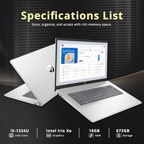 Image of HP 17.3 inch FHD IPS Business Laptop, Intel i5-1334U, 16GB RAM, 672GB Storage (512GB SSD+160GB Docking Station Set), Intel Iris Xe Graphics, Numeric Keypad, 720p HD Camera, Wi-Fi 6, Win 11 Pro, Silver