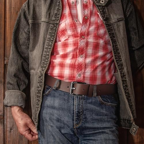 Image of Wrangler Men's Full Grain Genuine Leather 35mm Thick Casual Belt for Jeans, Pants