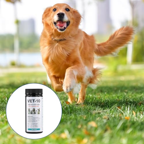 Anseom 100 Stück Urin Teststreifen, Haustier Ketose Teststreifen für 10 Indikatoren, Schnelltest Urinanalysestreifen, Reagenzstreifen Haushalt für Katzen und Hunde