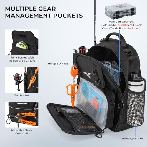 Image of KastKing BaitSpace Fishing Sling Bag, Fishing Backpack with Rod Holder