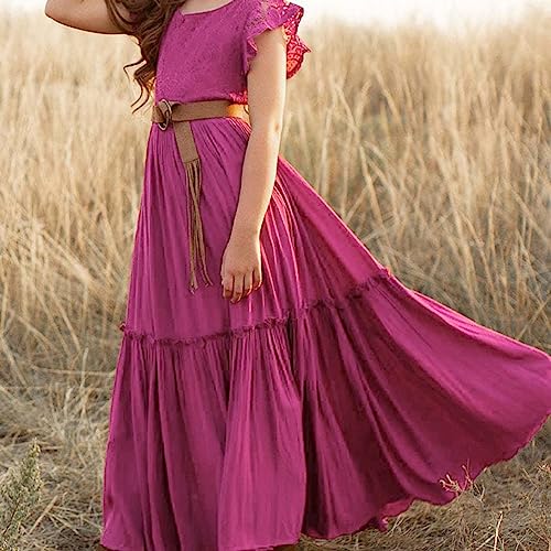 Vestido de princesa dourado para meninas primavera verão sólido babados sem mangas boêmio acessório