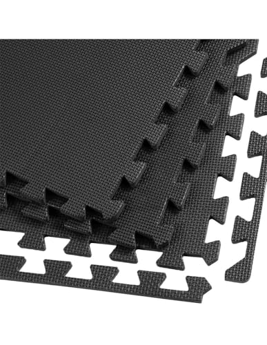 JARDIN202 - Esterilla Puzzle para Suelos de Gimnasio y Fitness | Protección de Goma 60x60 cm | Colchoneta Antideslizante | 4 Piezas - 1,44 m² (Negro) - imagen 3