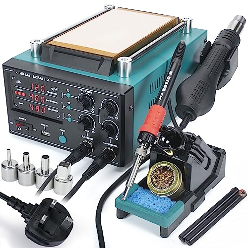 Price comparison product image YIHUA 853AAA-I Soldering Iron Hot Air Rework Station with Suction LCD Screen Separator 3-in-1 with 5V USB Port