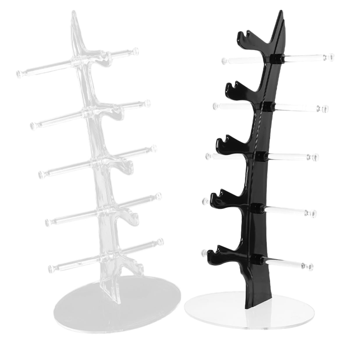 Présentoir à Lunettes en Plastique Noir Résistant, Support Minimaliste pour 5 Paires, Organiseur Gain de Place pour Lunettes de Soleil