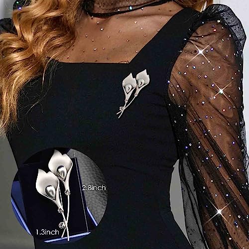 Image of Crystal Pearl Flower Brooches Pins Fashion Beautiful Created Rhinestone Floral Brooch Good Idea for Party Dance Wedding Banquet for Elegant Women Girl