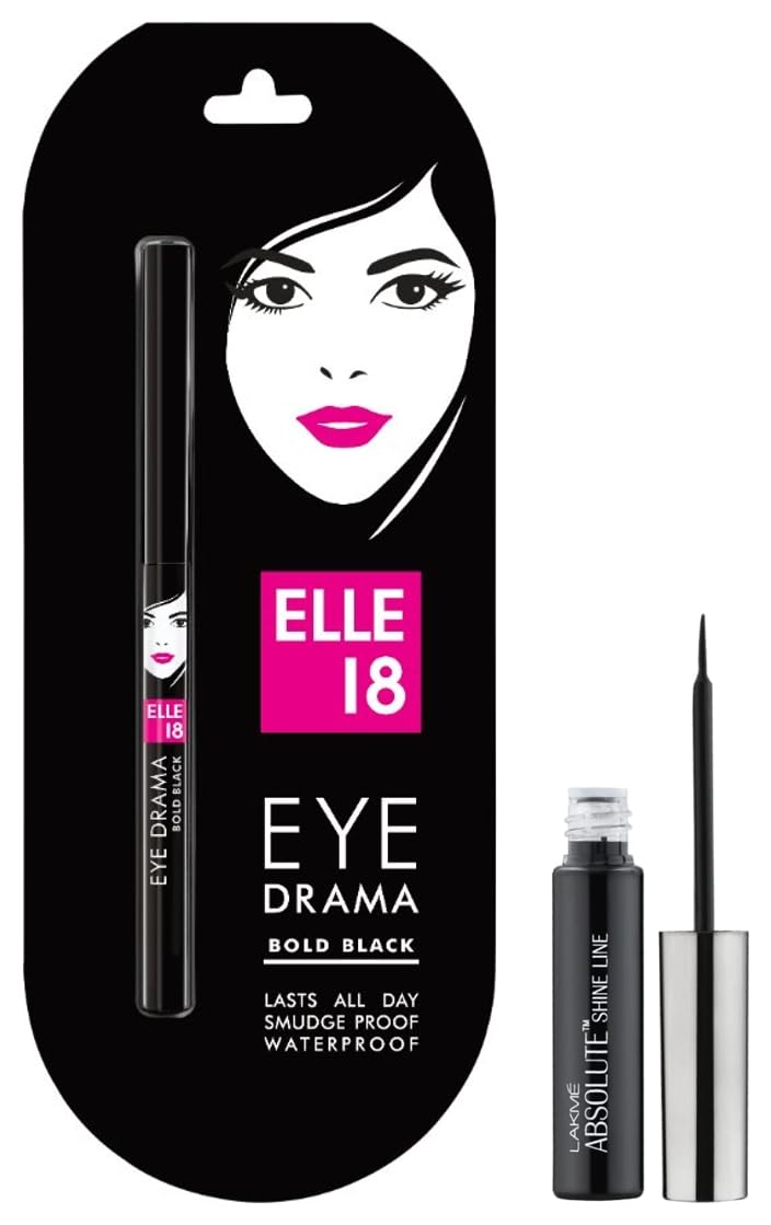 Buy Elle 18 Eye Drama Kajal, Bold Black, 0.35g And Lakme Absolute