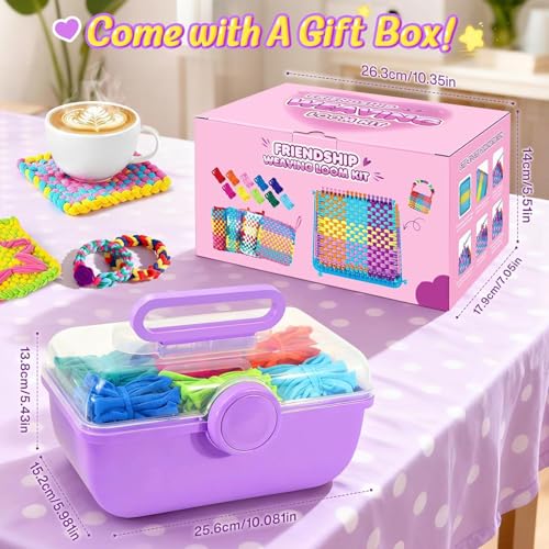 Image of 478Pcs Weaving Loom Kit, Knitting Loom with Binding Needles & Colored Rings | Perfect for Making Handbags, Craft Potholders and Friendship Bracelets, Ideal Gift for Craft Enthusiasts