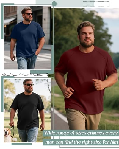 Riyiper 3 Pack Men's Big and Tall Ribbed Knit T-Shirts XL-5XL Summer Textured Casual Short Sleeve Tops Crew Neck Basic Tee4