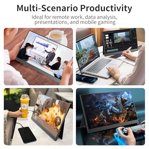 Image of 15.6'' 4K Travel Monitor,UHD Laptop Screen Extender | 4K UHD 3480x2160 resolution, 350nits brightness, HDR support USB-C connected, dual speakers ,9.1mm thin, 26.5oz