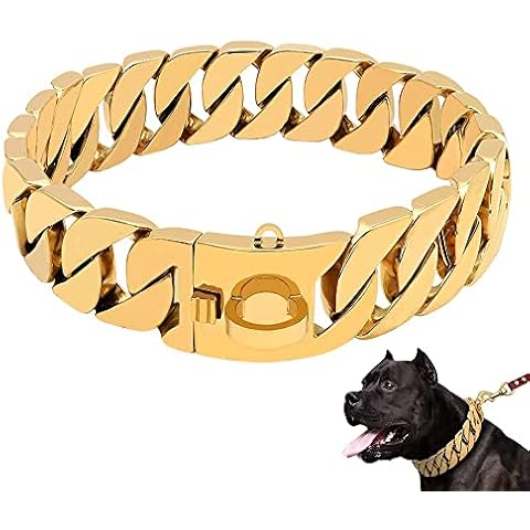 LINGYUN Goldkette Hundehalsband Hochleistungs-Choke Kubanische Hundekette Cover