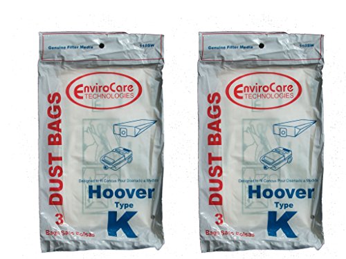 6 Hoover Type K Spirit Vacuum Bags, Canisters, Encore, Supremacy, Older Runabout Vacuum Cleaners,4010028K, 4010100K, H-4010100KES