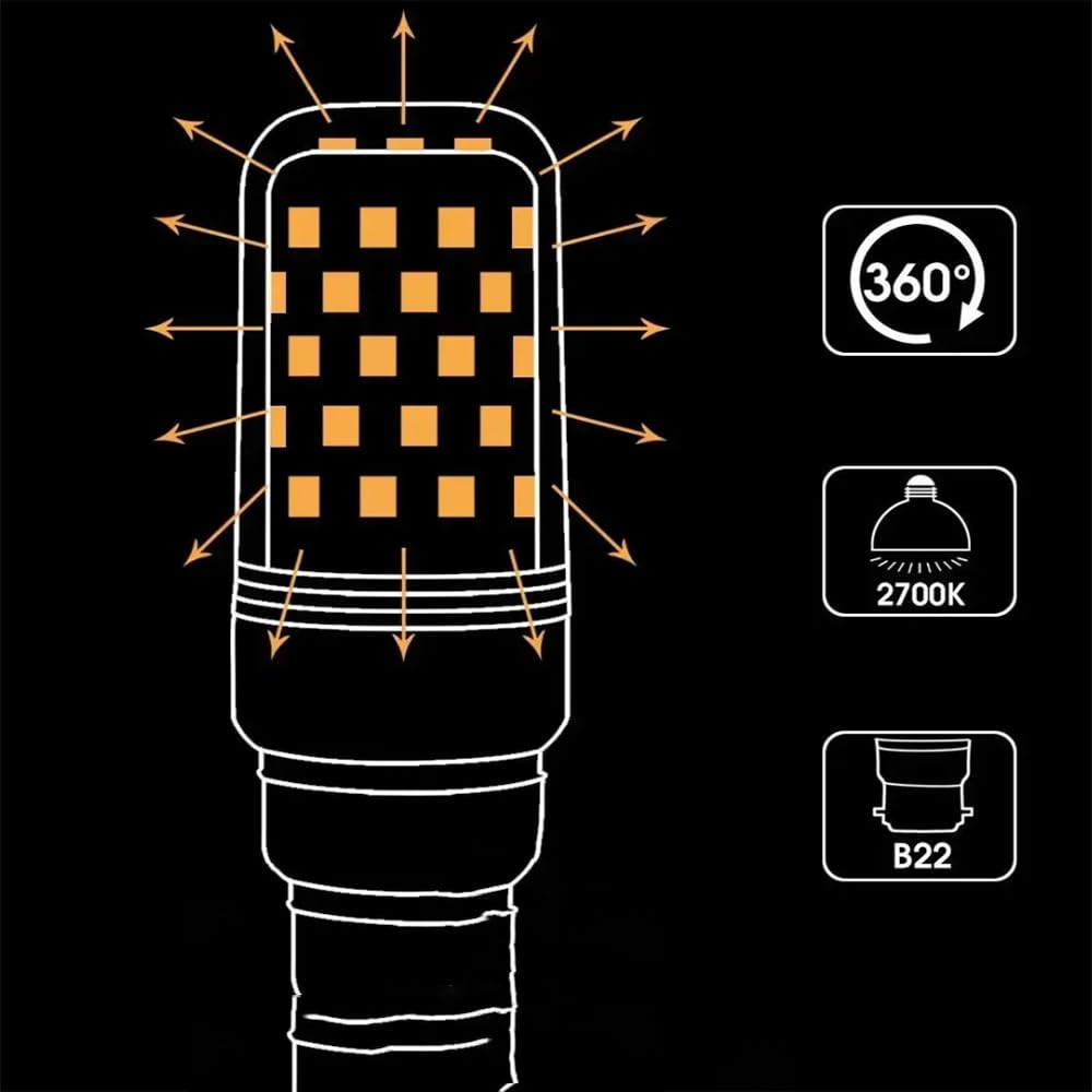 6 Szt. 220V E27 12W LED Żarówka Świecowa Cylindryczna Żarówka Kukurydziana Ciepła Biała Lampa Bagnetowa Candelabra Do Oświetlenia Biurowego W Pokoju