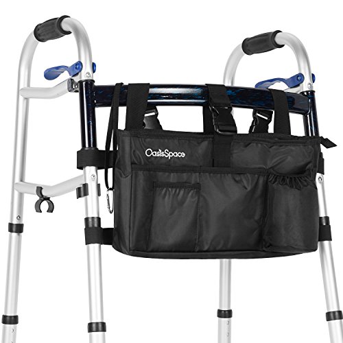 Walker Bag by OasisSpace - Water Resistant Pouch, Accessory for Senior Walker (Black)