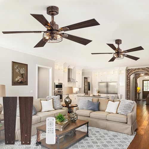 Image of Fanbulous 42 Inch Farmhouse Caged Ceiling Fan with Light & Remote, 2 Pack