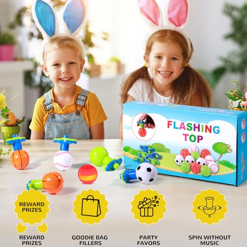 image for SCIONE 12Pcs LED Light Up Spinning Tops for Kids, Glow in The Dark Par