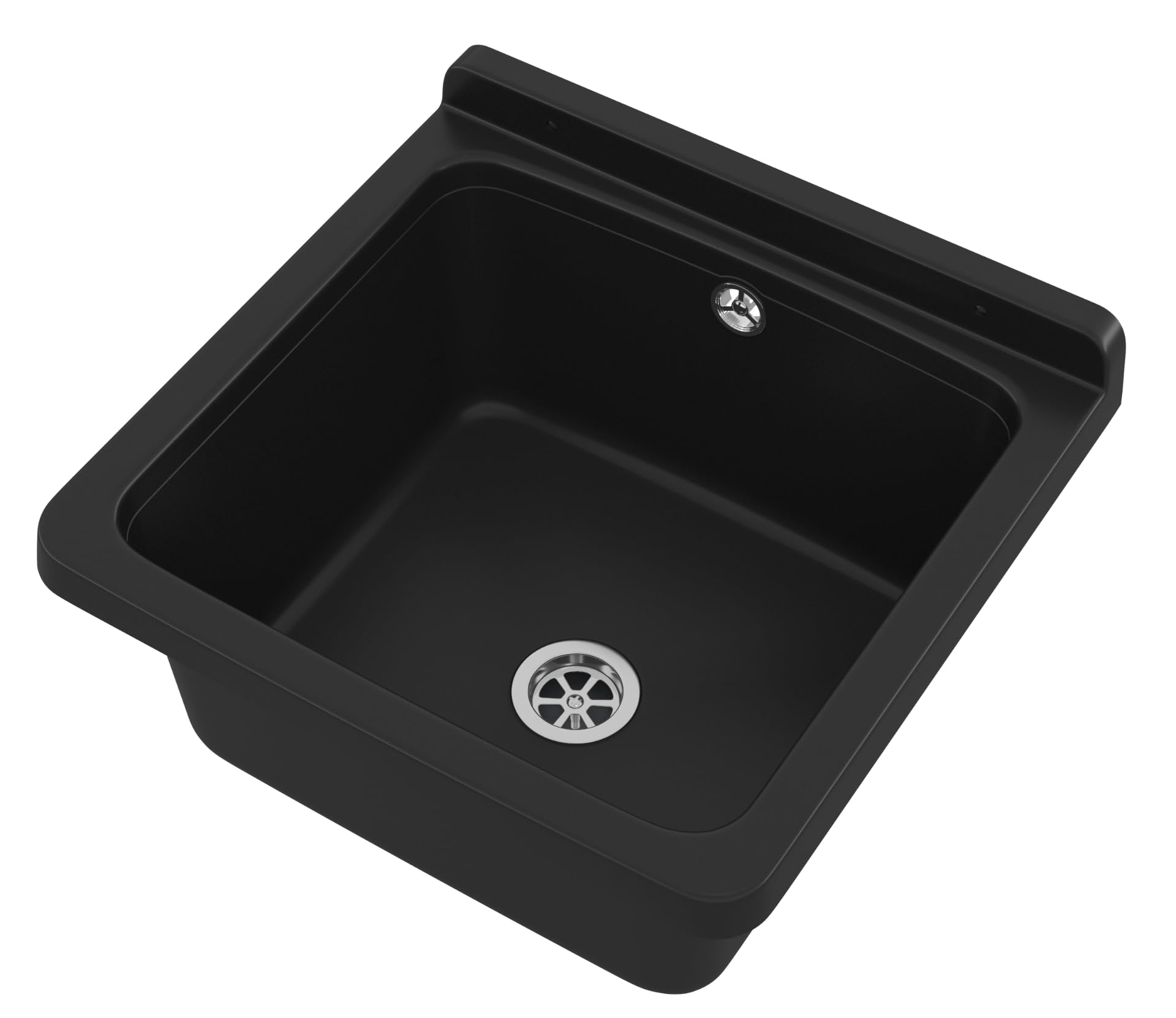 Granitan Lavabo universel pour garage, cave, atelier et buanderie, avec siphon, lavabo mural pour installation intérieure et extérieure, 40 x 38 x 22,8 cm, noir