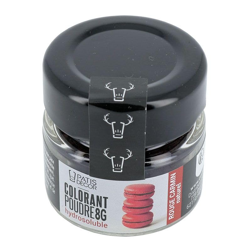 Colorant rouge carmin naturel en poudre fine hydrosoluble pour cuisine et gâteaux 8 g