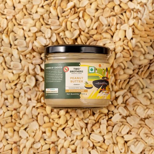 Image of Two Brothers Organic Farms - Peanut Butter Crunchy (300g) | Sweetened with Jaggery | Nutrients & Minerals Rich | Good Source of Protein, Fiber, Vitamin E | Vegan Butter Made Using Only Peanuts