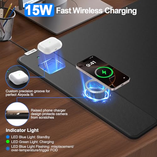 Mouse Pad with Magnetic Wireless Charger