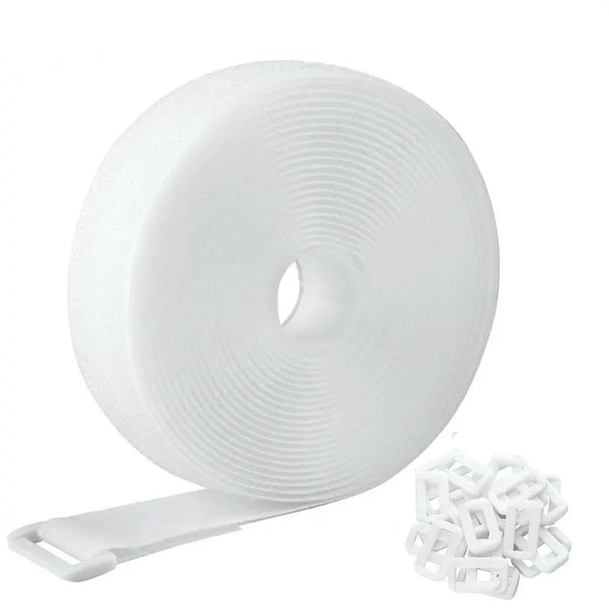 5/2/1Meter Reusable Fastener Hook and Loop Securing Straps with Buckles Adjustable Cable Straps Cut Length Nylon Cable Ties-White Width 25mm-1Meter 5Pcs Buckles