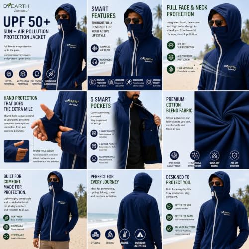 Image of D-EARTH Premium Sun + Air pollution Protection Jacket for Men