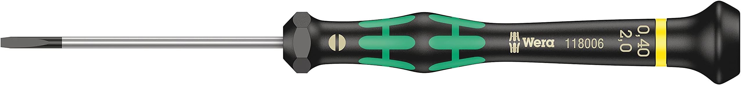 Wera 05118006001 Kraftform Micro 2035 Slotted Electronics Precision Screwdriver, 2mm Head, 60mm Blade Length