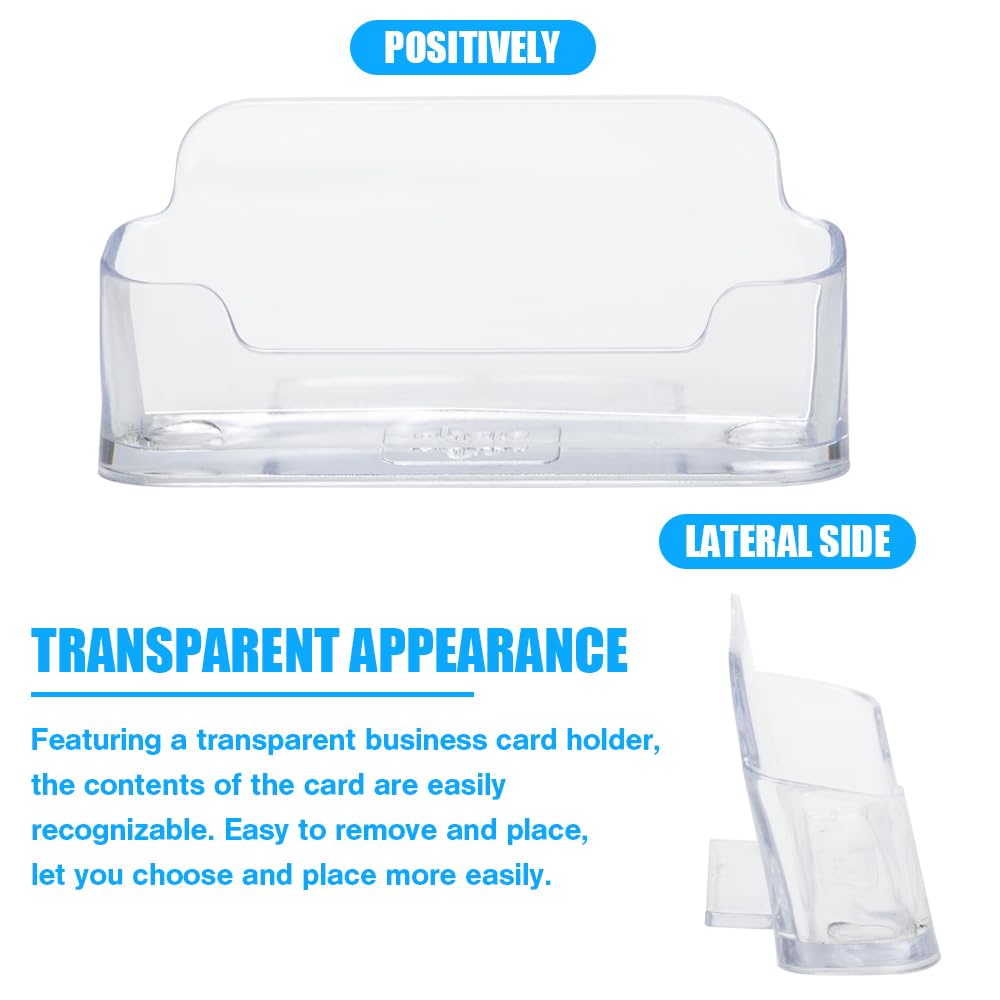 12 Piezas Soporte para Tarjeta de Visita Soporte Tarjetero Transparente Expositor de Tarjetas de Visita Plástico Organizador de Tarjetas para Oficina Hogar Hoteles(9,7 x 4,5 x 1,7 cm)