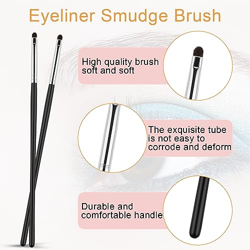 WLLHYF Eyeliner Smudge Brush 2 PCS Professional Eye Makeup Brushes Ultra Thin Eyebrow Brush Kit Soft Makeup Tool Eyeshadow Tight Liner Brush for Eyeshadow Gel Powder Cream Women Girls - Image 3