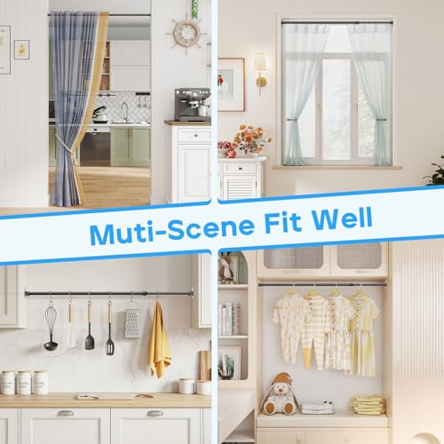 Image of MEXAU 2Pack Spring Tension Curtain Rod 28-41 inch Black Small Tension Rod | Adjustable Curtain Rods No Dilling Extendable Spring Tension Rod Short Curtain Rod for Windows, Kitchen, Bookshelf, Closet