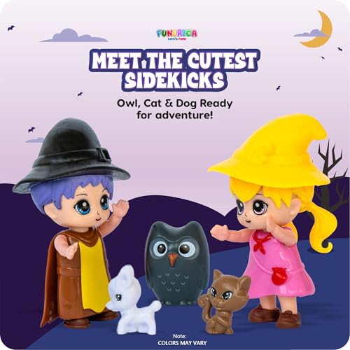 FUNERICA Wizard Dollhouse People Playset – Imaginative Little People Guests & Accessories for Doll Houses and Pretend Play – Mini Figures & Animal Toys
