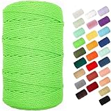 Macrame Cord, BYWORLD 3mm Cotton Rope 220 Yards(200m) Twine String, 100% Natural Cotton Colored Macr