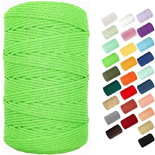 Macrame Cord, Byworld 3Mm Cotton Rope 220 Yards(200M) Twine String, 100% Natural Cotton Colored Macrame Rope For Macrame Kit, Plant Hangers, Wall Hanging, Christmas Or Wedding Decorative(Limegreen) #TOP3