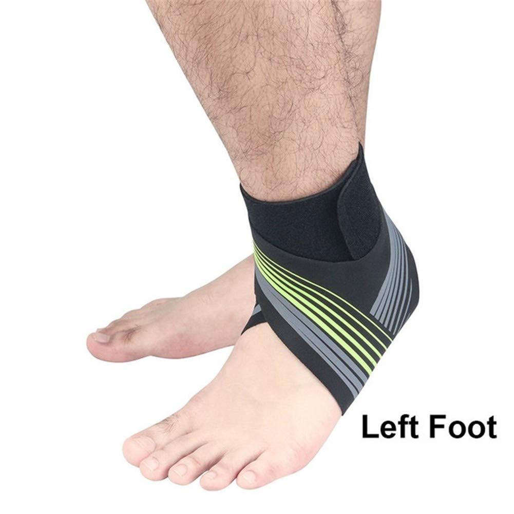 YCRCTC 1PC Ankle Support Brace,Elasticity Free Adjustment Protection Foot Bandage,Sprain Prevention Sport Fitness Guard Band Prevention (Color : Green Left Foot, Size : XL)