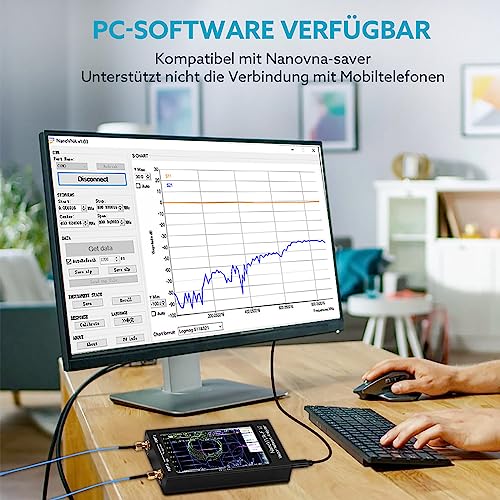 Seesii NanoVNA-F V2 Vektor Netzwerk Analysator, Antennenanalysator 50kHz-3000MHz HF/VHF/UHF/VNA mit 4,3 Zoll Display für, S-Parameter Messung, SWR-Spannung, Phase, Verzögerung, Smith Chart
