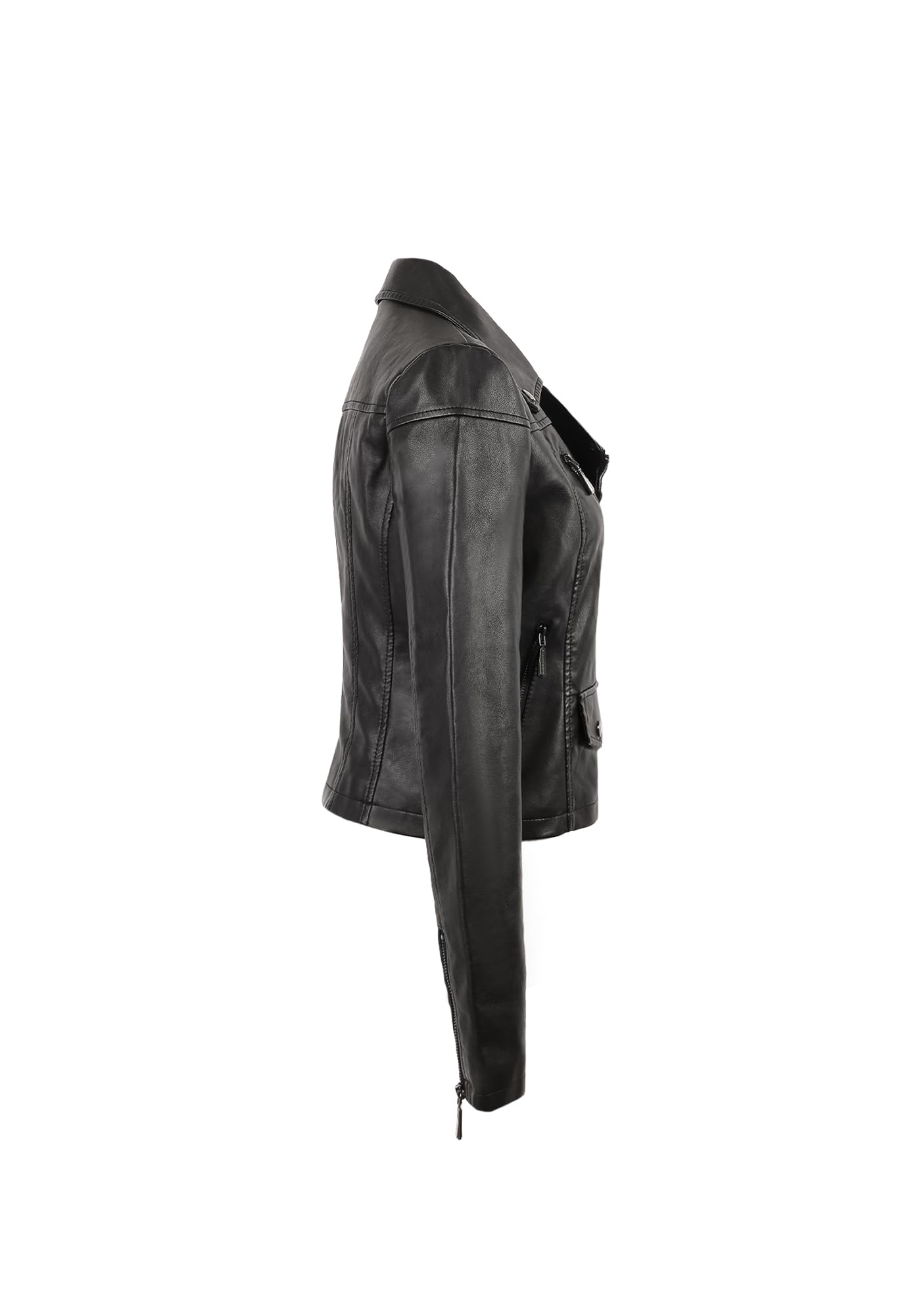 QUEEN HELENA Chiodo Giacca in Ecopelle Giubbino Corto Borchiato Giacchetta Biker Comoda Casual Leggera Donna Y3005