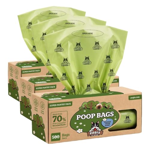 Image of Pogi's Poop Bags - Large, Leak-Proof Dog Waste Bags for Yard or Home Use, Fresh Scent (Single Roll, 500-Count) (Pack of 3)