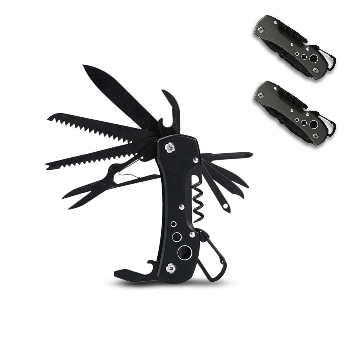 LEVADA PLUS Folding Pocket Stainless Steel Multi-tools – with Hooker, Saw, Screwdriver, Bottle Opener and Scissors - Perfect Tool for Outdoor, Tactical, Camping, DIY, Emergency and Gift (Pack of 2)