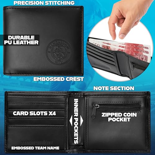 Manchester City FC Mens Wallet and Keychain Gift Set Black RFID Protected4
