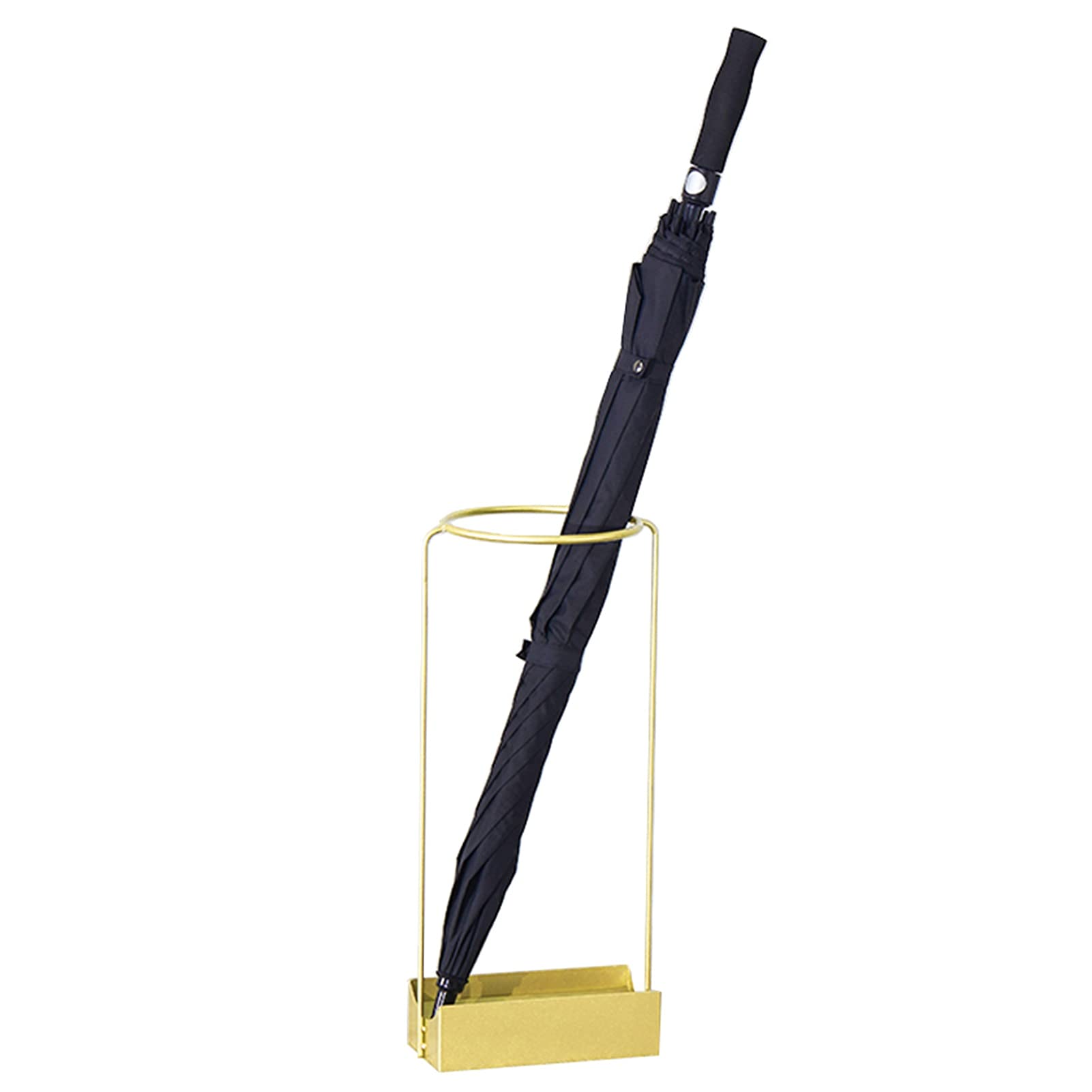FCXWEVR Modern Gold Steel Umbrella Holder with Drip Tray for Home Entryway Space Saving Rack for Restaurant Hotel Lobby 9in Dia x 20in Height