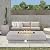 ReeQuo 60-inch Outdoor Propane Fire Pit Table Set - 2-Piece, 50,000 BTU, Concrete Large Rectangular Fire Table with Lid, Propane Tank Table, Lava Rocks, Rain Cover - Perfect Firepit for Outdoor Use