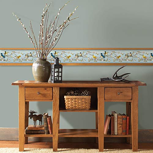 Chesapeake Htm48511B Louise Blue Songbird Portrait Wallpaper Border, 7 Sq Ft #TOP1