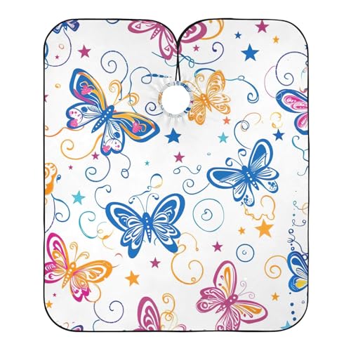 Hezely Cartoon Butterfly Colorful Hair Dye Cape, Barber Cape for Adults,Waterproof Salon Cape,Waterproof Hairdressing Styling Hair Cutting, 65