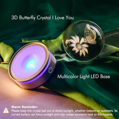 Image of IFOLAINA 3D Butterfly Crystal Ball Decor Lamp Gifts Ideas for Mom Her | Butterfly Gifts for Girlfriend Wife Her Mothers Day Birthday Christmas Butterfly on Sunflower in Glass Ball