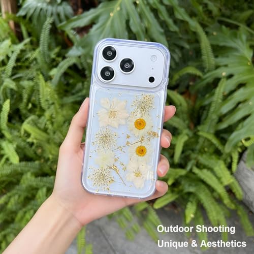 Coque transparente iPhone 17 Pro Max paillettes motif floral - 3
